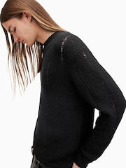 AllSaints Black Hades Crew Neck Jumper - Image 4 of 7
