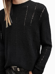 AllSaints Black Hades Crew Neck Jumper - Image 6 of 7