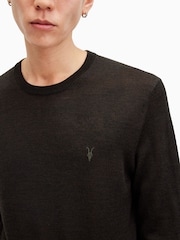 AllSaints Brown Mode Merino Crew Neck Jumper - Image 2 of 6