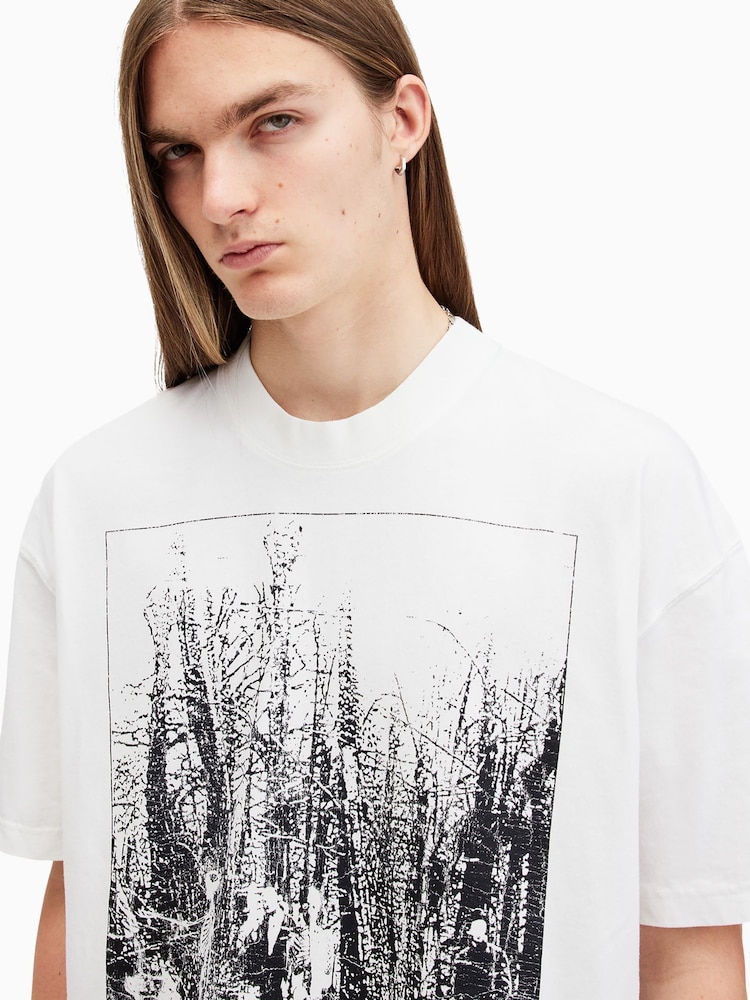 AllSaints White Bracken Short Sleeve Crew Neck Cotton T-Shirt - Image 2 of 7