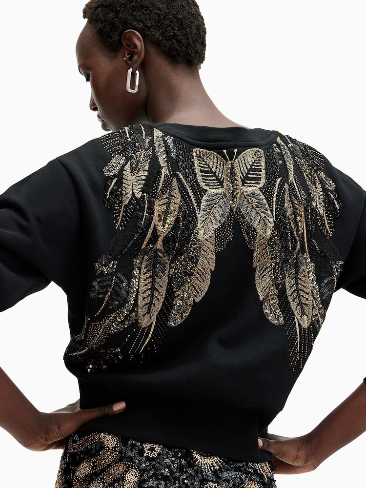 AllSaints Black Separo Wing Sweatshirt - Imagen 2 de 7 AllSaints Black Separo Wing Sweatshirt - Imagen 2 de 7