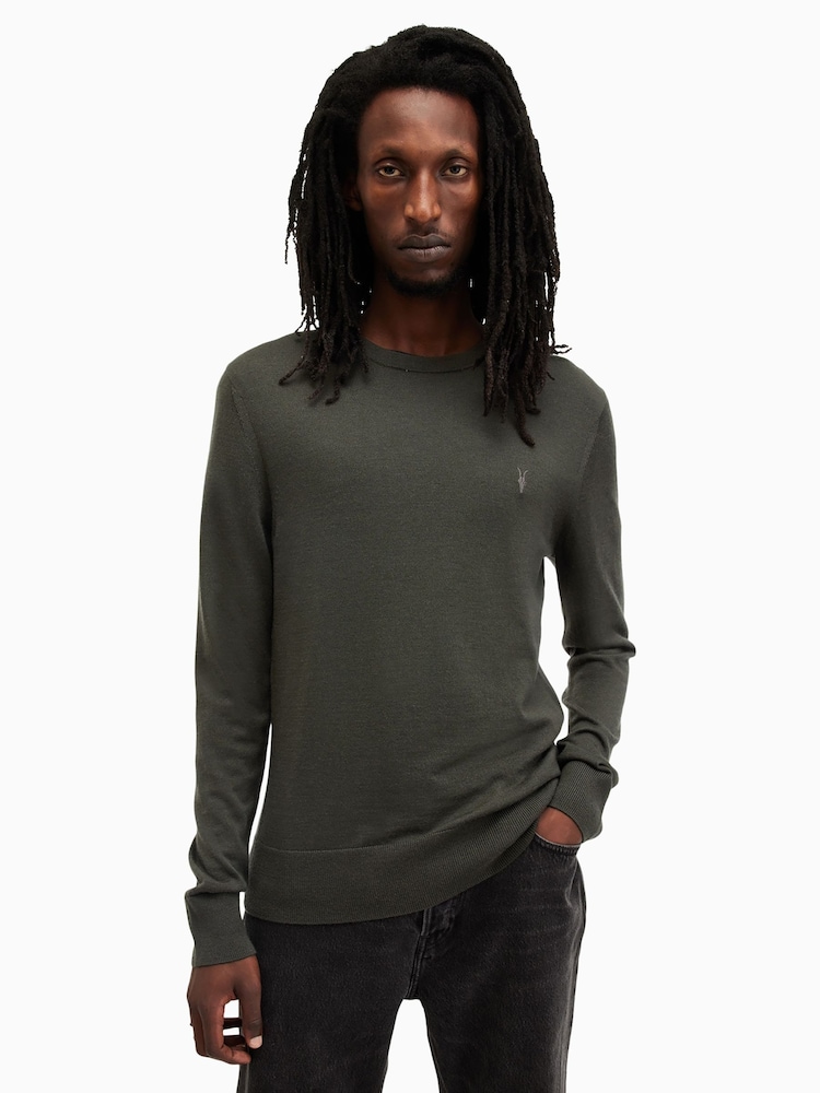 AllSaints Green Mode Merino Crew Neck Jumper - Image 1 of 5