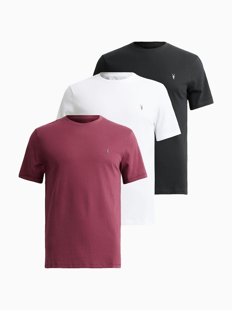 AllSaints Red Brace Short Sleeves Crew T-Shirts 3 Pack - Image 1 of 8