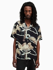 AllSaints Black Buzzard Short Sleeve Shirt - Image 1 of 5