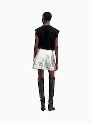 AllSaints Silver Aisha Foil Skirt - Image 2 of 7