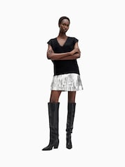 AllSaints Silver Aisha Foil Skirt - Image 3 of 7