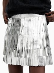 AllSaints Silver Aisha Foil Skirt - Image 6 of 7