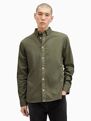 AllSaints Green Hawthorne Long Sleeves Shirt - Image 4 of 7
