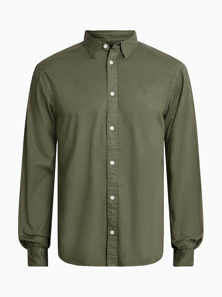 AllSaints Green Hawthorne Long Sleeves Shirt - Image 7 of 7