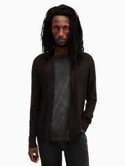 AllSaints Brown Mode Merino Open Cardigan - Image 1 of 6
