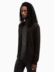 AllSaints Brown Mode Merino Open Cardigan - Image 4 of 6