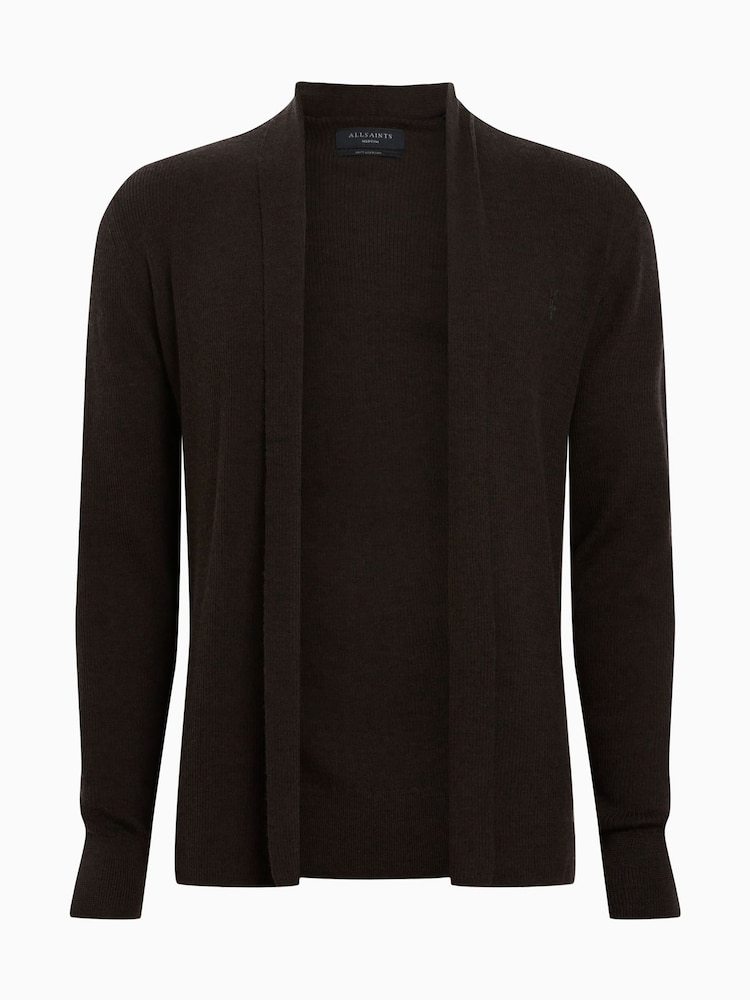 AllSaints Brown Mode Merino Open Cardigan - Image 6 of 6