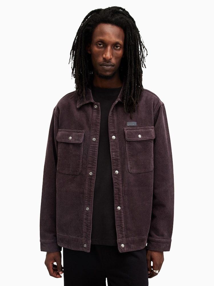AllSaints Purple Castleford 100% Cotton Shirt - Image 4 of 7