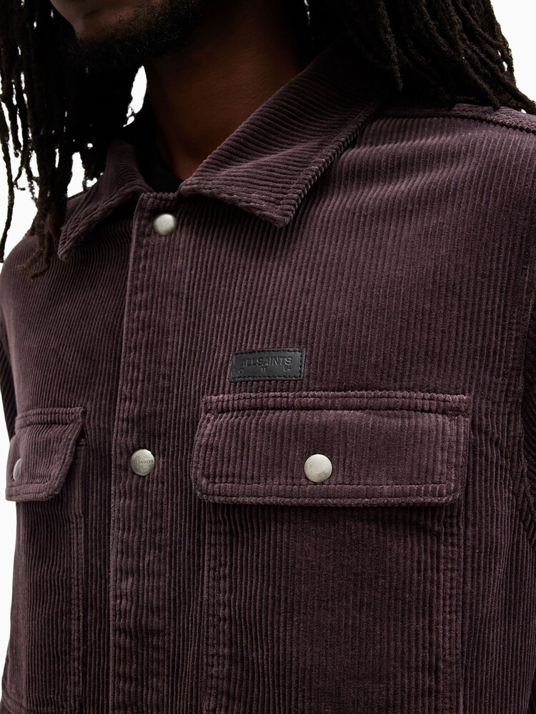 AllSaints Purple Castleford 100% Cotton Shirt - Image 5 of 7