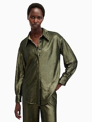 AllSaints Green Charli Seq Shirt - Image 5 of 8