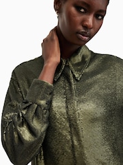 AllSaints Green Charli Seq Shirt - Image 6 of 8