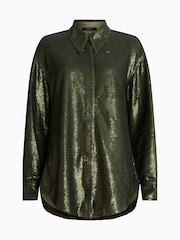 AllSaints Green Charli Seq Shirt - Image 8 of 8