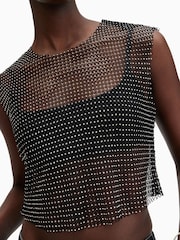 AllSaints Black Calytrix Sparkle Top - Image 2 of 7