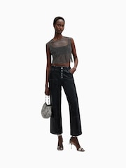 AllSaints Black Calytrix Sparkle Top - Image 3 of 7