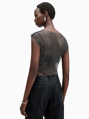 AllSaints Black Calytrix Sparkle Top - Image 6 of 7