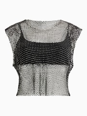 AllSaints Black Calytrix Sparkle Top - Image 7 of 7