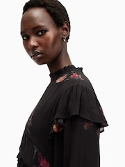 AllSaints Black Cavarly Long Sleeves Maxi Dress - Image 2 of 8