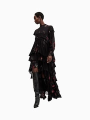 AllSaints Black Cavarly Long Sleeves Maxi Dress - Image 3 of 8
