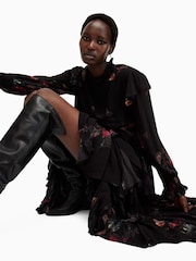 AllSaints Black Cavarly Long Sleeves Maxi Dress - Image 4 of 8