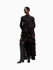 AllSaints Black Cavarly Long Sleeves Maxi Dress - Image 5 of 8