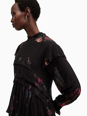 AllSaints Black Cavarly Long Sleeves Maxi Dress - Image 6 of 8