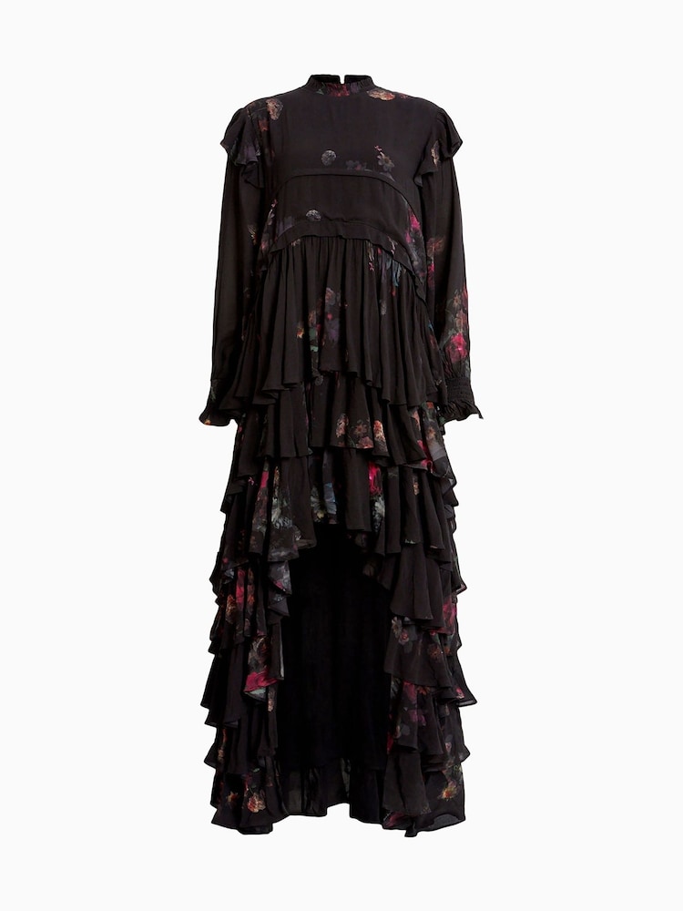 AllSaints Black Cavarly Long Sleeves Maxi Dress - Image 8 of 8