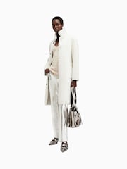 AllSaints White Serra Shearling 100% Cotton Coat - Image 1 of 9