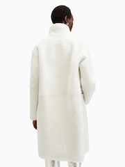 AllSaints White Serra Shearling 100% Cotton Coat - Image 2 of 9