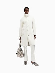 AllSaints White Serra Shearling 100% Cotton Coat - Image 3 of 9
