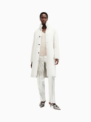 AllSaints White Serra Shearling 100% Cotton Coat - Image 5 of 9