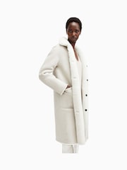 AllSaints White Serra Shearling 100% Cotton Coat - Image 6 of 9