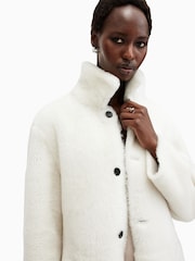 AllSaints White Serra Shearling 100% Cotton Coat - Image 8 of 9