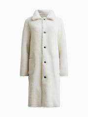 AllSaints White Serra Shearling 100% Cotton Coat - Image 9 of 9