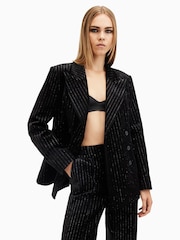 AllSaints Black Sevenh Vel Blazer - Image 1 of 7