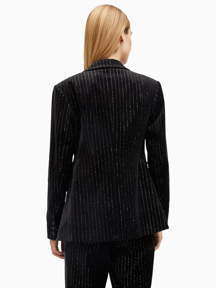 AllSaints Black Sevenh Vel Blazer - Image 2 of 7