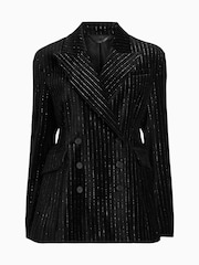 AllSaints Black Sevenh Vel Blazer - Image 7 of 7