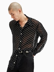 AllSaints Black Sangha Long Sleeve Shirt - Image 1 of 7