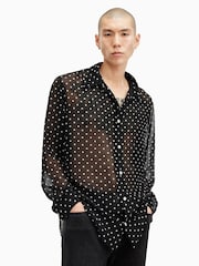 AllSaints Black Sangha Long Sleeve Shirt - Image 2 of 7