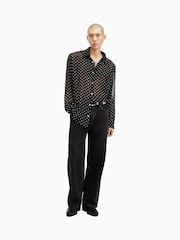 AllSaints Black Sangha Long Sleeve Shirt - Image 4 of 7
