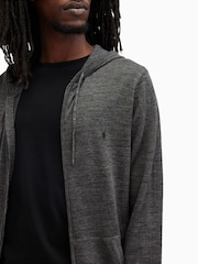 AllSaints Grey Mode Merino Zip Hoodie - Image 2 of 5