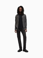 AllSaints Grey Mode Merino Zip Hoodie - Image 3 of 5
