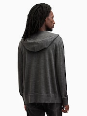 AllSaints Grey Mode Merino Zip Hoodie - Image 4 of 5