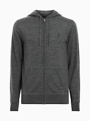AllSaints Grey Mode Merino Zip Hoodie - Image 5 of 5