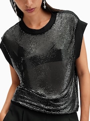 AllSaints Black Shane Chain Top - Image 1 of 6