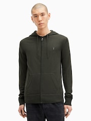 AllSaints Green Mode Merino Zip Hoodie - Image 4 of 7